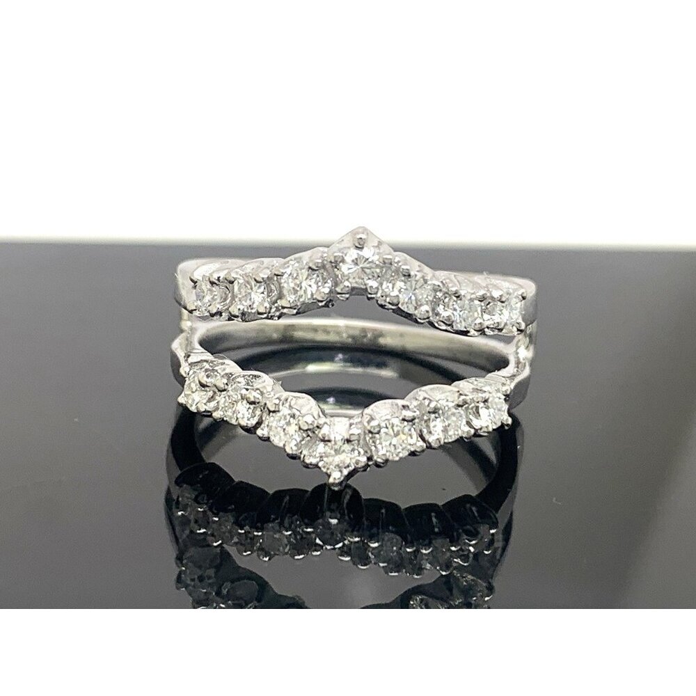 Engagement Ring Guard 14k White Gold Diamond Wedding Band Estate Jewelry Size 7